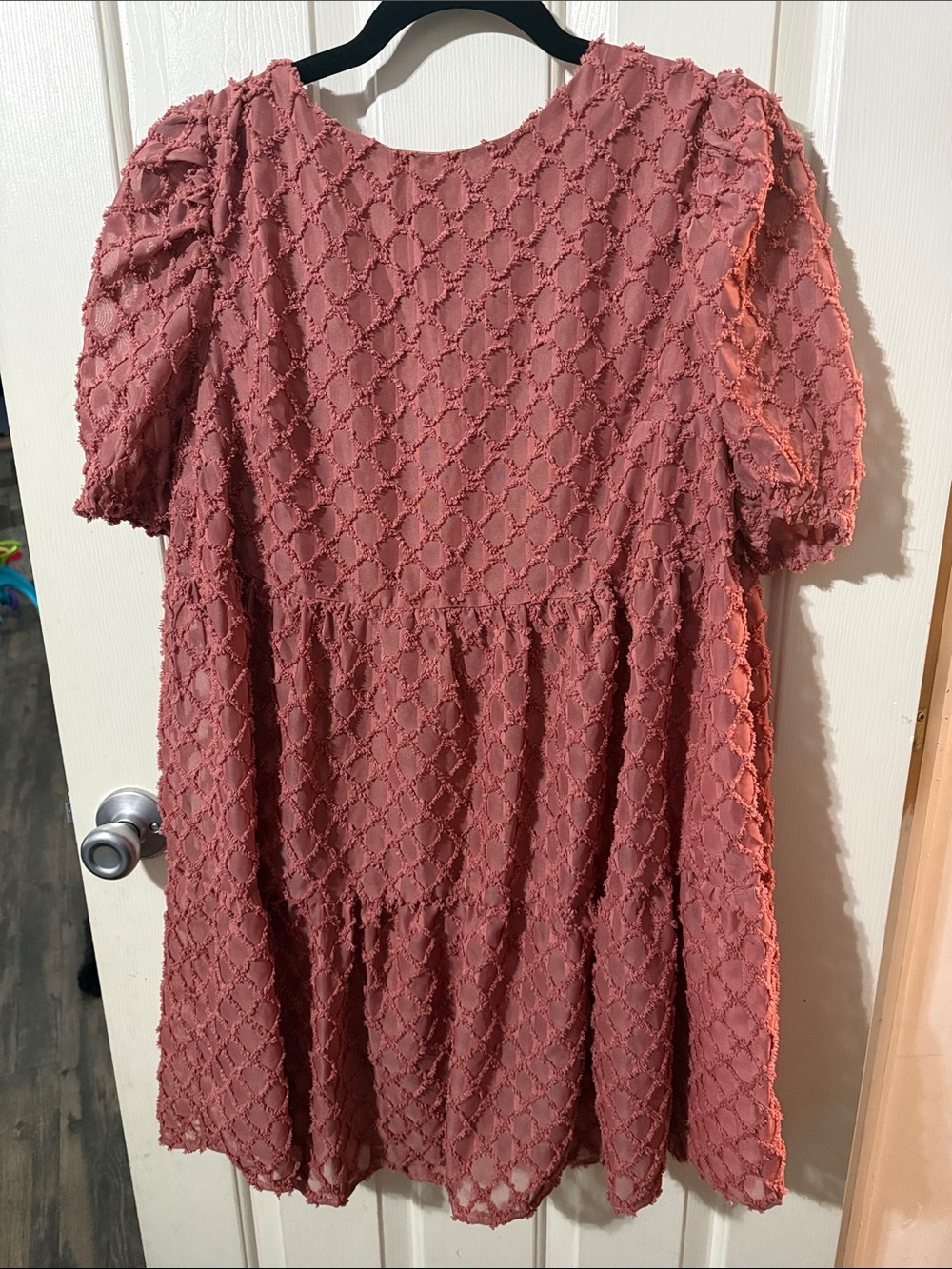 Tiered Textured Casual Dress in Dusty Rose